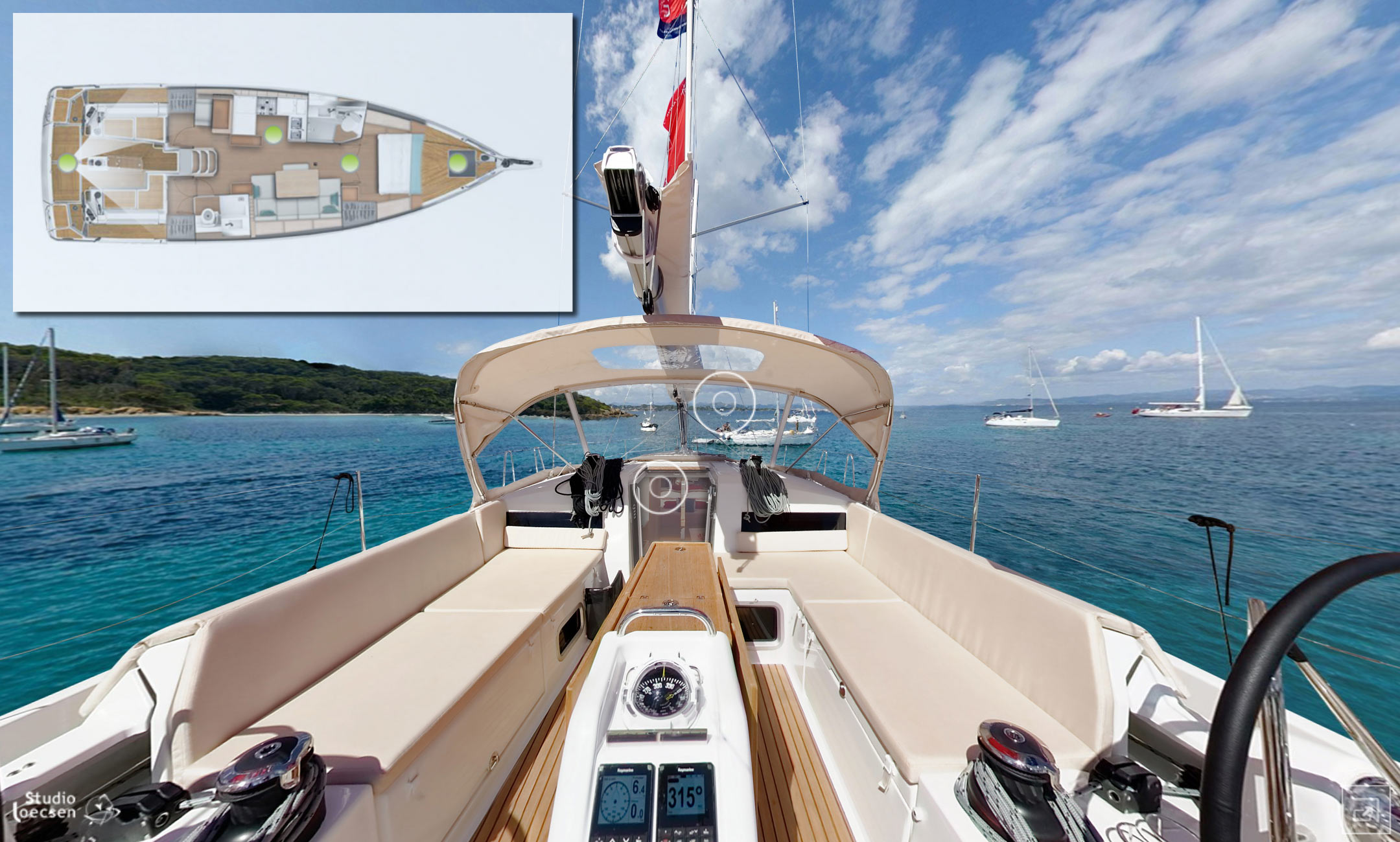 Présentation du nouveau voilier Jeanneau Sun Odyssey 440 en vision 306° - Yacht Méditérranée Marseille