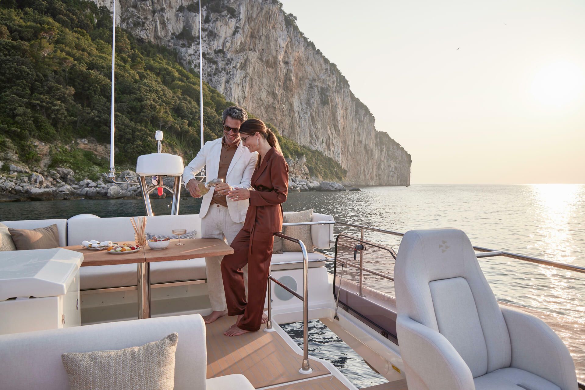 Jeanneau-Yacht-Prestige-F4.9-marseille-yacht-mediterranee00029 a man and woman on a boat yacht Prestige F4.9 Marseille