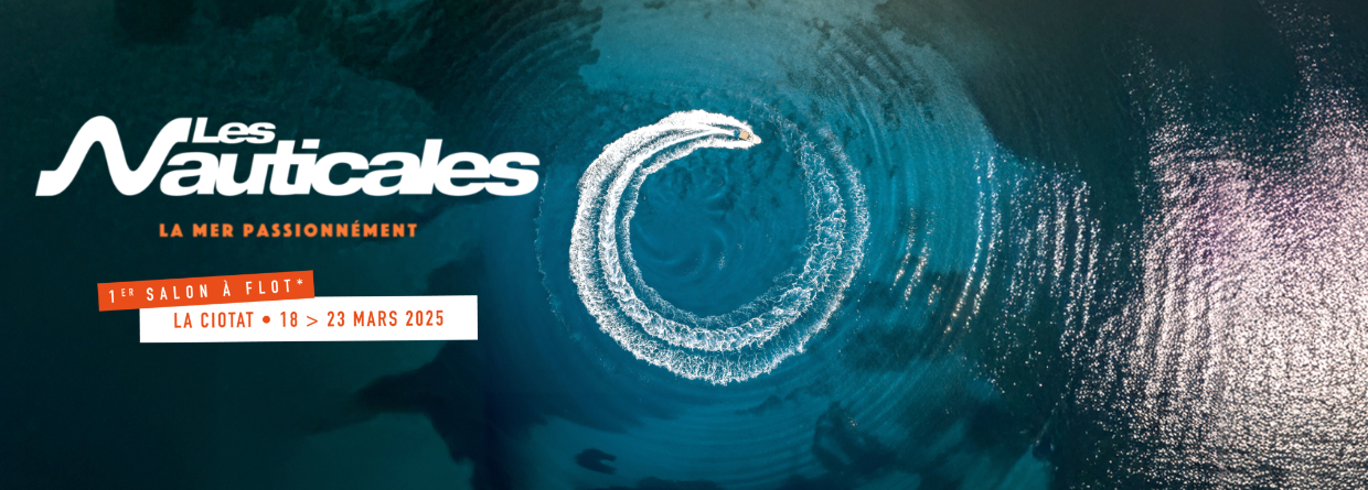 Speed boat in mediterranean sea, aerial view